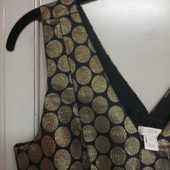 J.Crew Factory Sz. 2 New Metallic Dot Jacquard V-neck Dress Party Holiday - Picture 7 of 11
